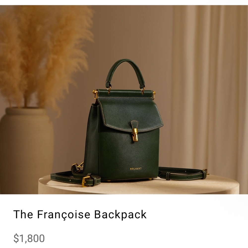 NWT Bolvaint “The Françoise” Backpack – Luxury Leather, Forest Green - Picture 6 of 6